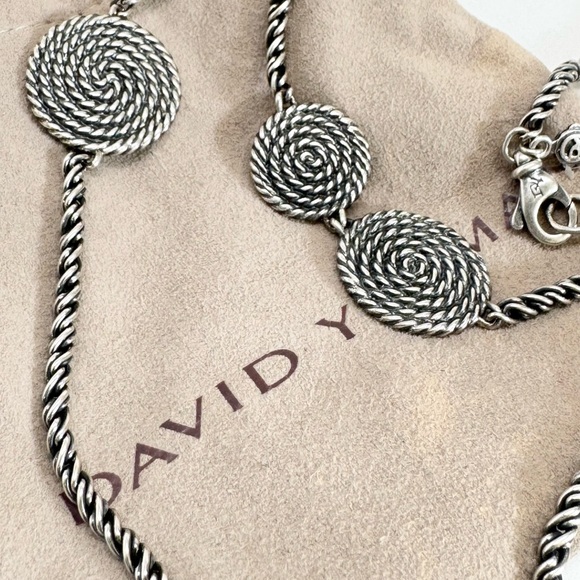David Yurman Diamond Coil Long Necklace .925 - Picture 3 of 8
